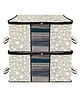 Kuber Industries Underbed Storage BagNon-Woven Floral Print Blanket CoverRazai CoverDuvet Cover Transparent Window & HandleLargePack of 2,Gray,