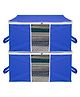 Kuber Industries Underbed Storage BagNon-Woven Blanket CoverRazai CoverWhite Border Transparent Window & HandleLargePack of 2,Royal Blue,