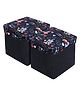 Kuber Industries Disney Team Storage StoolLid Print Foldable Storage BoxMDF Wooden Sitting StoolStool For Living RoomSitting Storage BoxStorage Box For ToysPack of 2,Black,