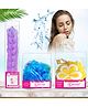 Majestique Long Bath Loofah -Nature Eco-friendly Loofah Bath Scrubber Body Shower Sponge -Random Colors (Pack of 3)