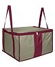 Kuber Industries Storage Bag  Rexine Travel Storage Organizer  Foldable Underbed Storage Bag  Zipper Storage Bag For Clothes with Handle  Extra Large  Beige