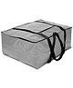 Kuber Industries Storage Bag  Rexine Storage Organizer  Foldable Jumbo Underbed Storage Bag  Lining Design Storage Bag For Clothes with Handle  Large  Black