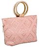 Kuber Industries Clutch Bag  Zig Zag Chicken Silk Embroidery  Moti Churi Handle  Hand Purse for Woman  Party Bags for Woman  Wedding Clutch Purse  Peach