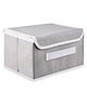Kuber Industries Drawer Storage Box  Plain Dhakkan Storage Box  Non-Woven Clothes Organizer For Toys  Storage Box with Handle  Medium  Gray