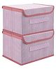Kuber Industries Drawer Storage Box  Zig Zag Dhakkan Storage Box  Non-Woven Clothes Organizer For Toys  Storage Box with Handle  Large  Pack of 2  Pink