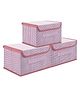 Kuber Industries Drawer Storage Box  Zig Zag Dhakkan Storage Box  Non-Woven Clothes Organizer For Toys  Storage Box with Handle  Large  Pack of 3  Pink
