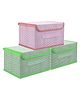 Kuber Industries Drawer Storage Box  Foldable Dhakkan Storage Box  Non-Woven Clothes Organizer For Toys  Storage Box with Handle  Large  Pack of 3  Green & Pink