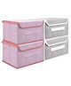 Kuber Industries Drawer Storage Box  Foldable Dhakkan Storage Box  Non-Woven Clothes Organizer For Toys  Storage Box with Handle  Large  Pack of 4  Multi