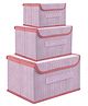 Kuber Industries Drawer Storage Box  Zig Zag Dhakkan Storage Box  Non-Woven Clothes Organizer  Storage Box with Handle  S  M  L  Pack of 3  Pink