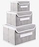 Kuber Industries Drawer Storage Box  Plain Dhakkan Storage Box For Toys  Non-Woven Clothes Organizer  Storage Box with Handle  S  M  L  Pack of 3  Gray