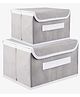 Kuber Industries Drawer Storage Box  Foldable Dhakkan Storage Box  Non-Woven Clothes Organizer  Storage Box with Handle  S  M  Pack of 2  Gray