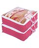 Kuber Industries Blanket Cover  Non-Woven Blanket Cover for Saree  Zipper Storage Bag for Clothes  Wardrobe Organizer with Top Transparent Window  Extra Large  Pack of 2  Pink