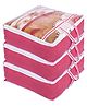 Kuber Industries Blanket Cover  Non-Woven Blanket Cover for Saree  Zipper Storage Bag for Clothes  Wardrobe Organizer with Top Transparent Window  Extra Large  Pack of 3  Pink