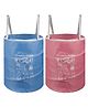 Kuber Industries Laundry Basket  Round Laundry Basket  Jute Storage Bag with Button Handles  Clothes Bag for Home  Toy Storage Basket  45 LTR  Pack of 2  Pink & Blue