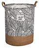 Kuber Industries Laundry Basket  Round Foldable Laundry Basket  Leaf Patta Gol Jute Storage Bag  Clothes Basket for Home  Toy Storage Basket  45 LTR  Brown