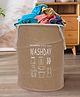 Kuber Industries Laundry Basket  Round Foldable Laundry Basket  Jute Storage Bag with Button Handles  Clothes Basket for Home  Toy Storage Basket  45 LTR  Beige