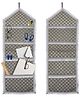 Kuber Industries Paper Holder  Foldable Hanging Organizer  PVC Shining Check Design Document Holder  Wall Hanging Organizer with 3 Pocket  Pack of 2  Silver