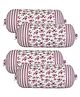 Kuber Industries Bolster Covers  Cotton Bolster Cover Set  Diwan Bolster Cover Set  Bolster Pillow Cover  Pink Flower Masand Cover  16x32 Inch  Pack of 4  White