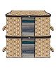 Kuber Industries Underbed Storage Bag   Clothes Storage Organizer  Blanket Cover with Clear Window  Zipper Closure & Handle Cloth Organizer  Check-Design  Large  Pack of 2  Coffee