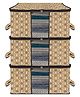 Kuber Industries Underbed Storage Bag   Clothes Storage Organizer  Blanket Cover with Clear Window  Zipper Closure & Handle Cloth Organizer  Check-Design  Large  Pack of 3  Coffee