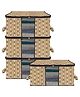 Kuber Industries Underbed Storage Bag   Clothes Storage Organizer  Blanket Cover with Clear Window  Zipper Closure & Handle Cloth Organizer  Check-Design  Large  Pack of 4  Coffee