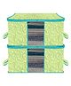 Kuber Industries Underbed Storage Bag   Clothes Storage Organizer  Blanket Cover with Clear Window  Zipper Closure & Handle Cloth Organizer  Leaf-Design  Large  Pack of 2  Green