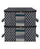 Kuber Industries Underbed Storage Bag   Clothes Storage Organizer  Blanket Cover with Clear Window  Zipper Closure & Handle Cloth Organizer  Check-Design  Large  Pack of 2  Black