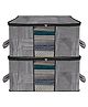 Kuber Industries Underbed Storage Bag   Clothes Storage Organizer  Blanket Cover with Clear Window  Zipper Closure & Handle Cloth Organizer  Lining-Design  Large  Pack of 2  Gray