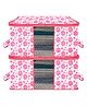 Kuber Industries Underbed Storage Bag   Clothes Storage Organizer  Blanket Cover with Clear Window  Zipper Closure & Handle Cloth Organizer  Flower-Design  Large  Pack of 2  Pink