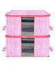 Kuber Industries Underbed Storage Bag   Clothes Storage Organizer  Blanket Cover with Clear Window  Zipper Closure & Handle Cloth Organizer  Leaf-Design  Large  Pack of 2  Pink