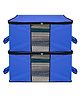 Kuber Industries Underbed Storage Bag   Clothes Storage Organizer  Blanket Cover with Clear Window  Zipper Closure & Handle Cloth Organizer  Plain Black Border  Large  Pack of 2  Blue
