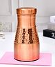 Kuber Industries Water Jug  Bottle with Inbuilt Glass  Vessel for Drinking Water  Bedroom Jar Bedside Water Bottle  Water Jug  Middle Hammered  1100 ml  Copper