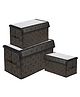 Kuber Industries Drawer Storage Box  Clothes Drawer Organizer with Handle  Transparent Lid with Velcro  Wardrobe Organizer for Books  Golden-Dot Dhakkan Storage Box  S  M  L  Pack of 3  Black