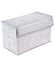 Kuber Industries Drawer Storage Box  Clothes Drawer Organizer with Handle  Transparent Lid with Velcro  Wardrobe Organizer for Books  Jute Printed Dhakkan Storage Box  Medium  Gray