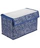 Kuber Industries Drawer Storage Box  Clothes Drawer Organizer with Handle  Transparent Lid with Velcro  Wardrobe Organizer for Books  Flower Printed Dhakkan Storage Box  Large  Navy Blue