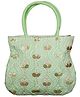 Kuber Industries Hand Bag  Traditional Hand Bag  Silk Wallet Hand Bag  Woman Tote Hand Bag  Ladies Purse Handbag  Gifts Hand Bag  Curved Shape Embroidery Hand Bag  Green