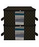 Kuber Industries Underbed Storage Bag  Clothes Storage Organizer  Clear Window Blanket Cover  Cloth Organizer with Handle  Golden Dot-Design  Large  Pack of 2  Black