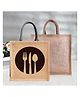 Kuber Industries Grocery Bag  Jute Carry Bag  Reusable Shopping Bag  Lunch Handbag  Zipper Grocery Bag with Handle  Daily Utility Grocery Bag  Pack of 2  Multi