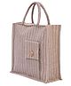 Kuber Industries Grocery Bag  Jute Carry Bag  Lunch Bags for Office  Zipper Grocery Bag with Handle  Vegetable Bag  Lining Front Pocket Shopping Bag  Medium  Brown