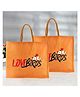 Kuber Industries Shopping Bag  Jute Carry Bag  Zipper Grocery Bag with Handle  Reusable Shopping Bag  Vegetable Storage Bag  Love Birds Grocery Bag  Large  Pack of 2  Orange