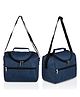 Kuber Industries Pack of 2 Lunch Bag  Rexine Thermal Insulated Lunch Bag  Waterproof Tiffin Cover with Handle  Front Pocket Lunch Bag for Office  Zipper Lunch Bag for Camping  Blue