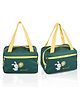 Kuber Industries Pack of 2 Lunch Bag  Insulated Lunch Bag  Lunch Bag for Office  Lunch Bag for Camping with Front Pocket  Waterproof Tiffin Cover with Handle  Summer Rabbit  Green