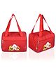 Kuber Industries Pack of 2 Lunch Bag  Thermal Insulated Lunch Bag  Lunch Bag for Office  Lunch Bag for Camping with Front Pocket  Waterproof Tiffin Cover with Handle  Fruit Rabbit-Print  Red
