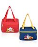 Kuber Industries Pack of 2 Lunch Bag  Insulated Lunch Bag  Lunch Bag for Office  Lunch Bag for Camping with Front Pocket  Waterproof Tiffin Cover with Handle  Fruit Rabbit-Print  Blue & Red