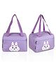 Kuber Industries Pack of 2  Thermal Insulated Lunch Bag  for Office  Camping with Front Pocket  Waterproof Tiffin Cover with Handle  White Rabbit-Print  Purple