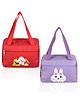 Kuber Industries Pack of 2 Lunch Bag  Rexine Thermal Insulated Lunch Bag  Lunch Bag for Office  Lunch Bag for Camping with Front Pocket  Waterproof Tiffin Cover with Handle  Red & Purple