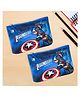 Kuber Industries Pack of 2 Pencil Pouch  Square Stationary Pouch  Pen-Pencil Box for Kids  School Geometry Pouch  Pencil Utility Bag  Zipper Pencil Organizer  Marvel Captain America  Royal Blue