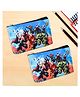 Kuber Industries Pack of 2 Pencil Pouch  Square Stationary Pouch  Pen-Pencil Box for Kids  School Geometry Pouch  Pencil Utility Bag  Zipper Pencil Organizer  Marvel Avengers  Black