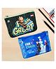 Kuber Industries Pack of 2 Pencil Pouch  Square Stationary Pouch  Pen-Pencil Box for Kids  School Geometry Pouch  Pencil Utility Bag  Zipper Pencil Organizer  Green & Blue