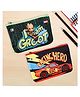 Kuber Industries Pack of 2 Pencil Pouch  Square Stationary Pouch  Pen-Pencil Box for Kids  School Geometry Pouch  Pencil Utility Bag  Zipper Pencil Organizer  Green & Red